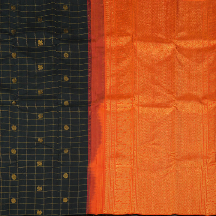 Hayagrivas Black Handloom Kanjivaram Silk Saree KBE21D4-3