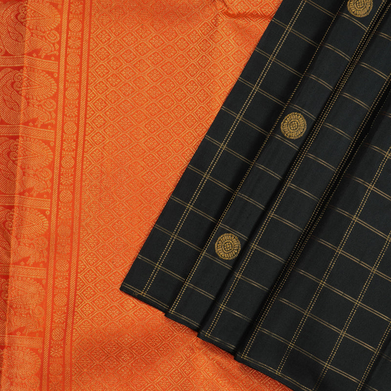 Hayagrivas Black Handloom Kanjivaram Silk Saree KBE21D4-3