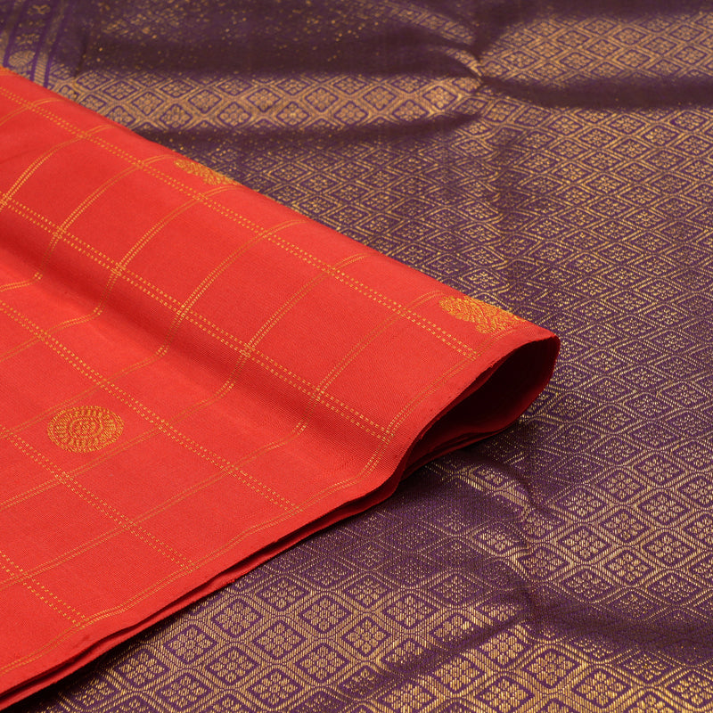 Hayagrivas Red Handloom Kanjivaram Silk Saree KBE21D4-5