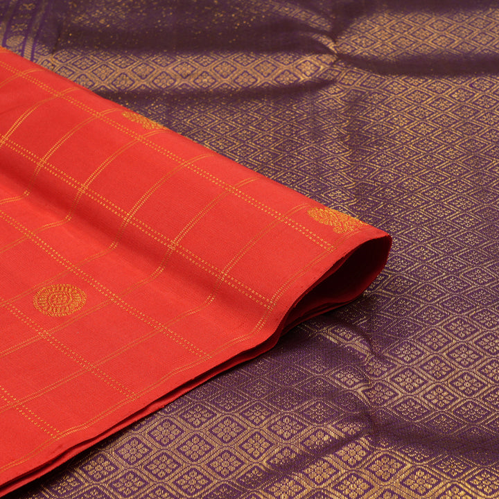 Hayagrivas Red Handloom Kanjivaram Silk Saree KBE21D4-5
