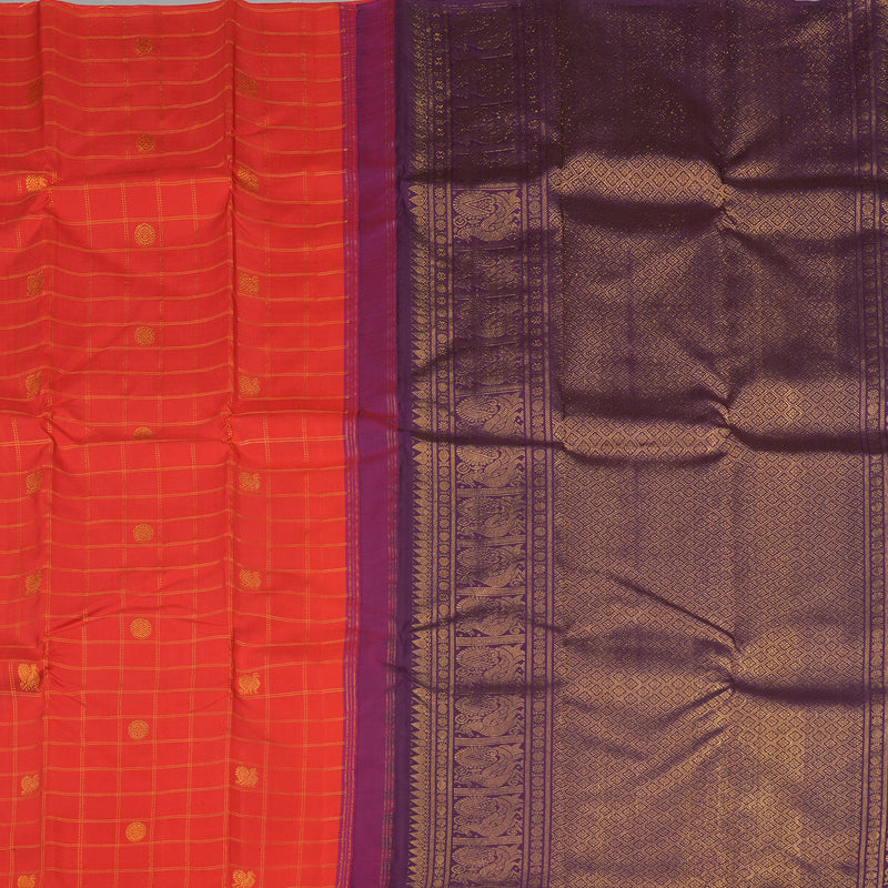Hayagrivas Red Handloom Kanjivaram Silk Saree KBE21D4-5