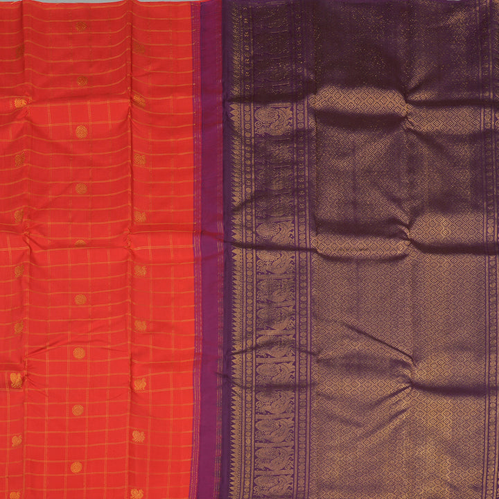 Hayagrivas Red Handloom Kanjivaram Silk Saree KBE21D4-5
