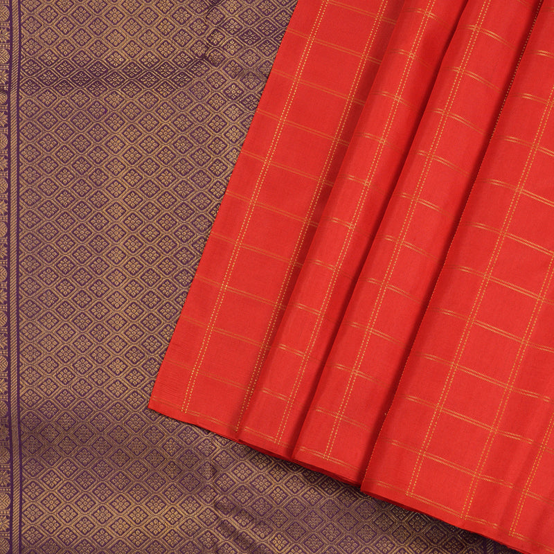 Hayagrivas Red Handloom Kanjivaram Silk Saree KBE21D4-5
