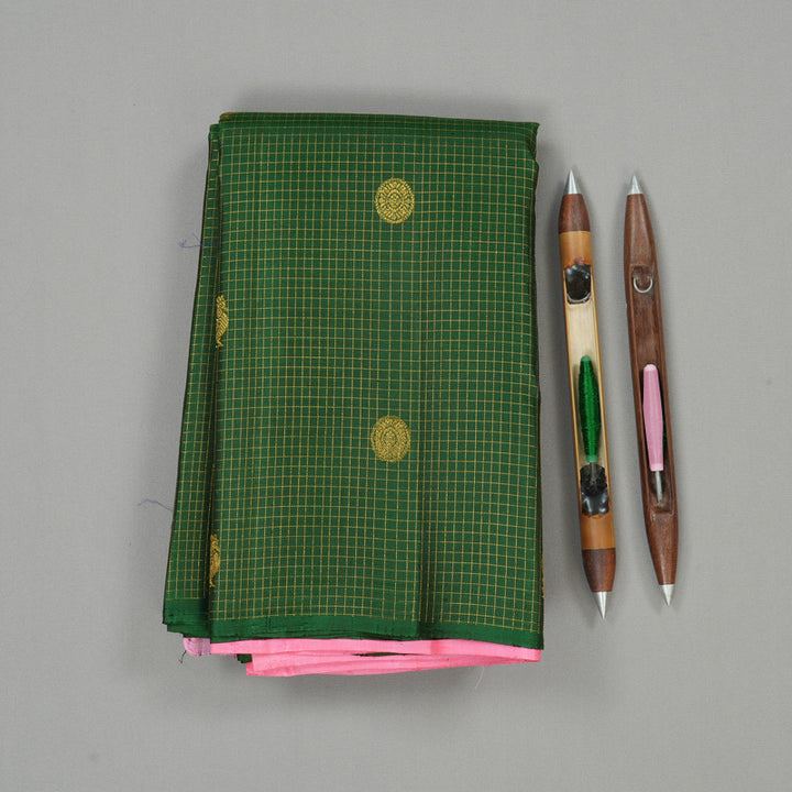 Hayagrivas Bottle Green Handloom Kanjivaram Silk Saree KBE21D5-4