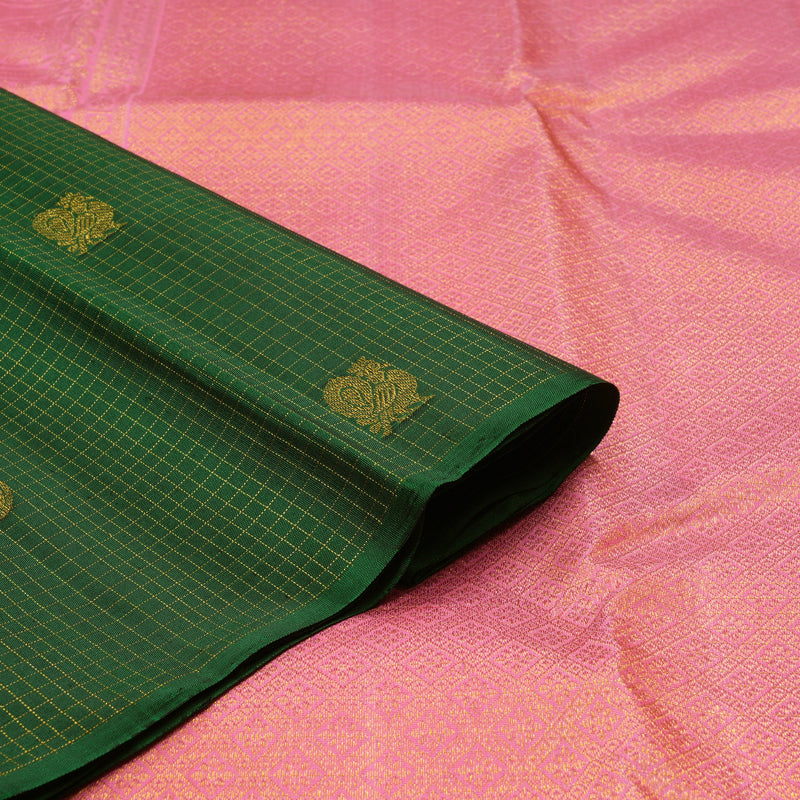 Hayagrivas Bottle Green Handloom Kanjivaram Silk Saree KBE21D5-4