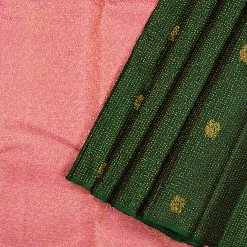 Hayagrivas Bottle Green Handloom Kanjivaram Silk Saree KBE21D5-4