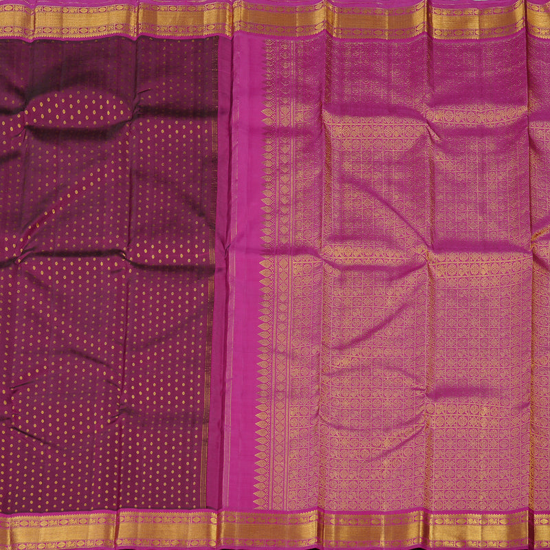 Hayagrivas Dark Purple Handloom Kanjivaram Silk Saree with Purplish Pink Border KBE21D6-5