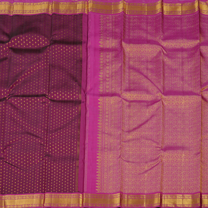 Hayagrivas Dark Purple Handloom Kanjivaram Silk Saree with Purplish Pink Border KBE21D6-5