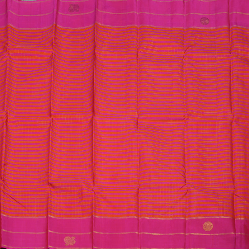 Hayagrivas Handloom Orange & Pink Kanjivaram Silk Saree with Rani Pink Border KBE21D7-2