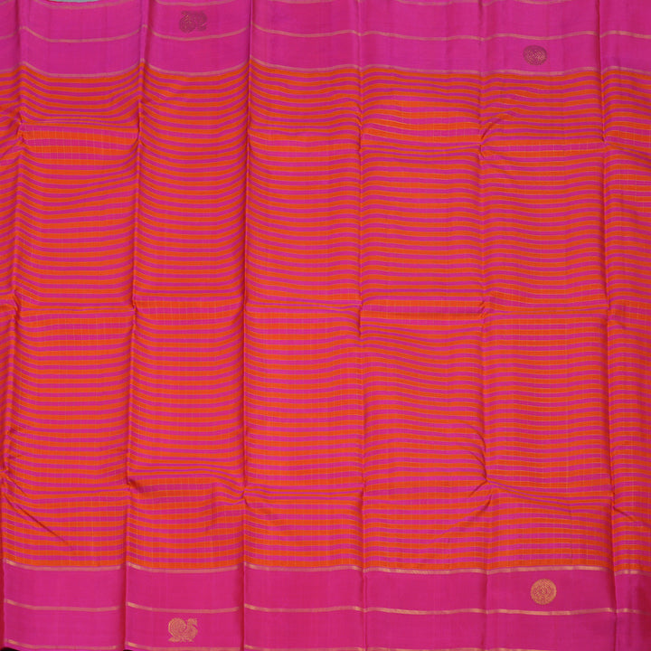 Hayagrivas Handloom Orange & Pink Kanjivaram Silk Saree with Rani Pink Border KBE21D7-2