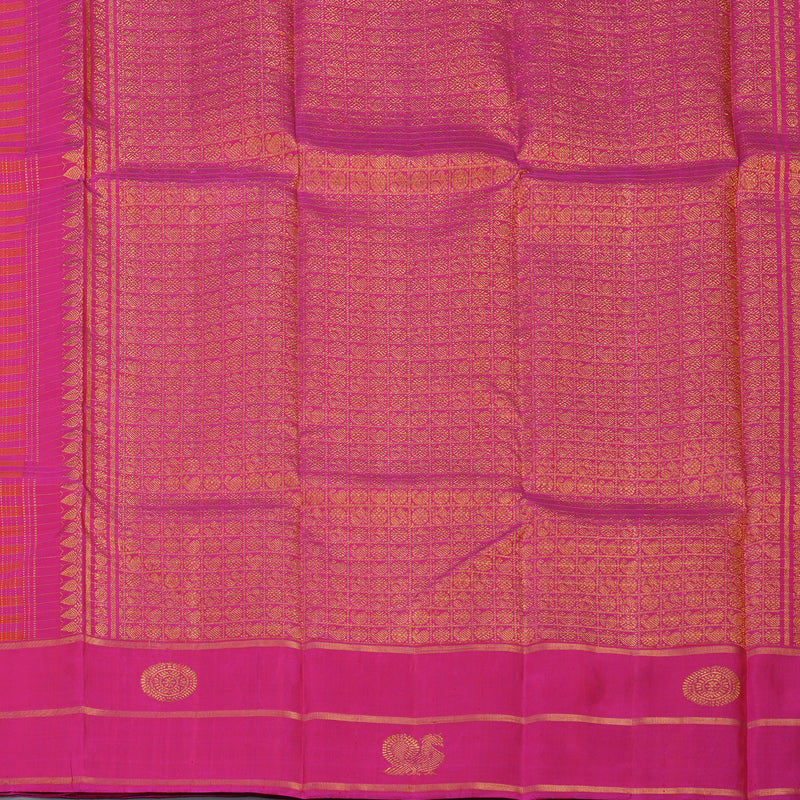 Hayagrivas Handloom Orange & Pink Kanjivaram Silk Saree with Rani Pink Border KBE21D7-2