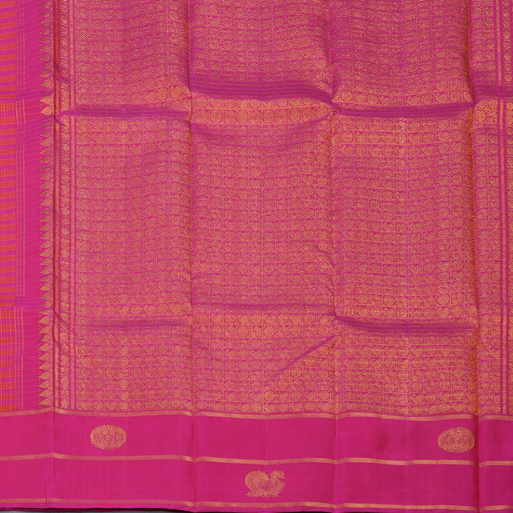 Hayagrivas Handloom Orange & Pink Kanjivaram Silk Saree with Rani Pink Border KBE21D7-2
