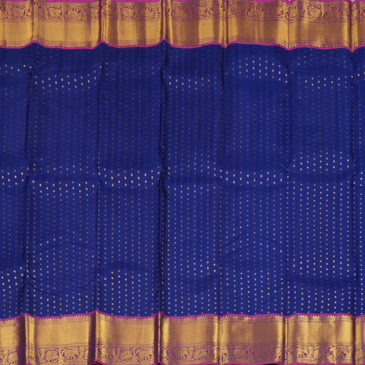 Hayagrivas Blue Handloom Kanjivaram Silk Saree with Purple Border KBE21D8-5