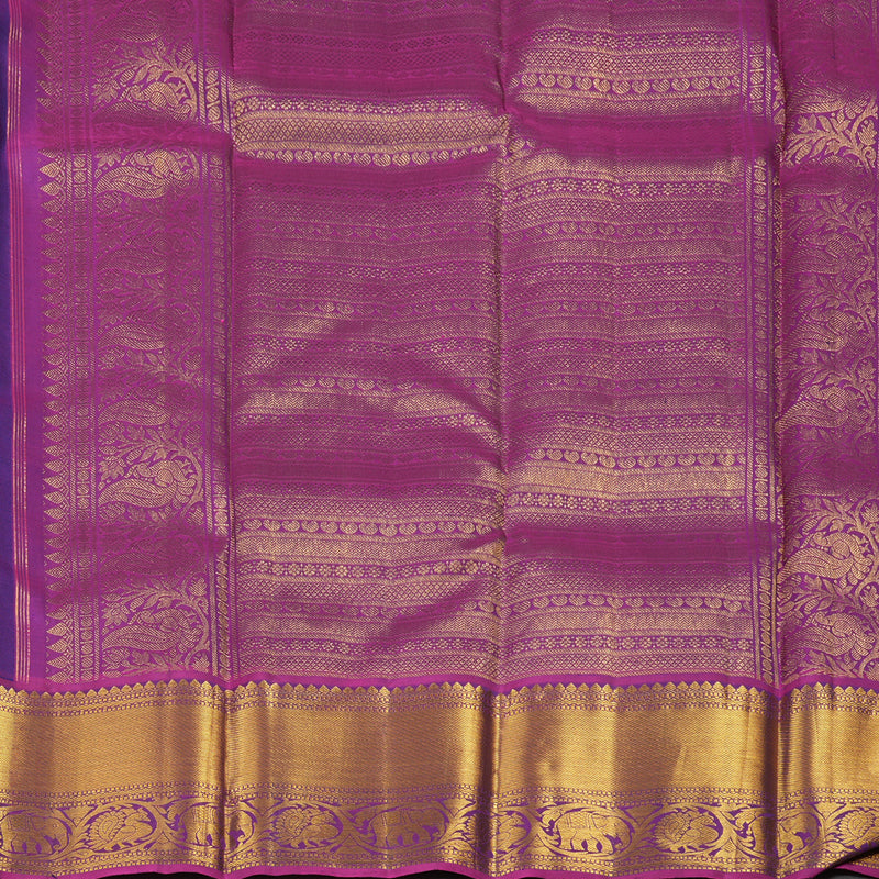 Hayagrivas Blue Handloom Kanjivaram Silk Saree with Purple Border KBE21D8-5