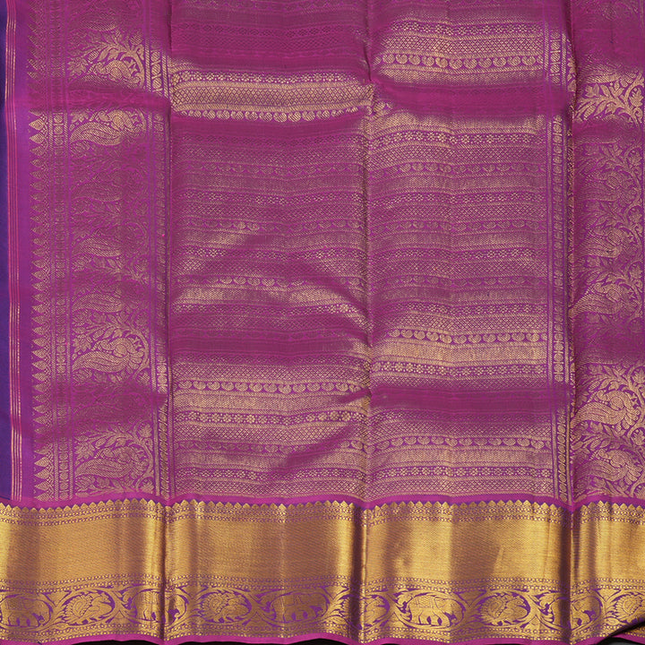 Hayagrivas Blue Handloom Kanjivaram Silk Saree with Purple Border KBE21D8-5