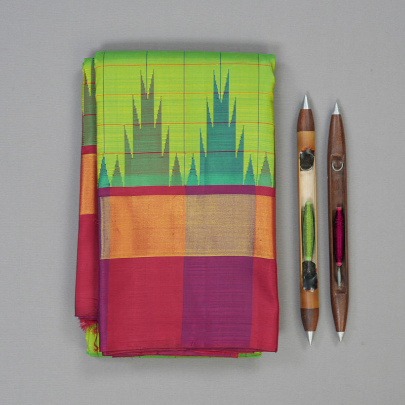 Hayagrivas Handloom Fluorescent Green Kanjivaram Silk Saree KBE2200A4-1