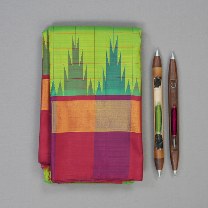 Hayagrivas Handloom Fluorescent Green Kanjivaram Silk Saree KBE2200A4-1