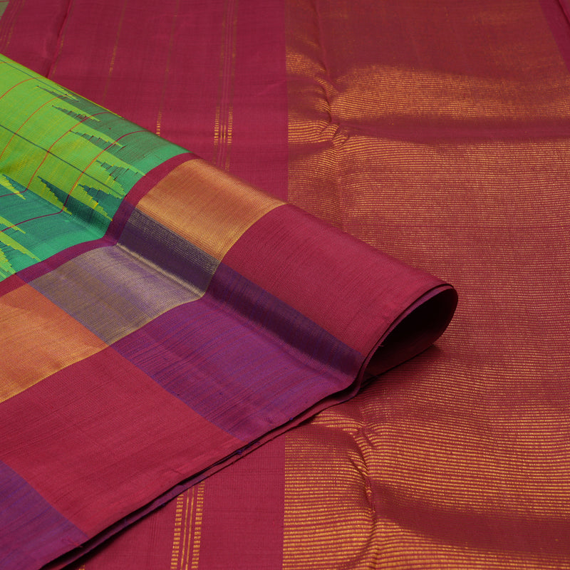 Hayagrivas Handloom Fluorescent Green Kanjivaram Silk Saree KBE2200A4-1