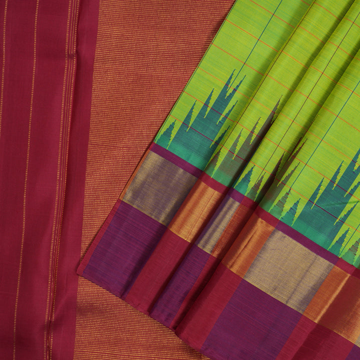 Hayagrivas Handloom Fluorescent Green Kanjivaram Silk Saree KBE2200A4-1