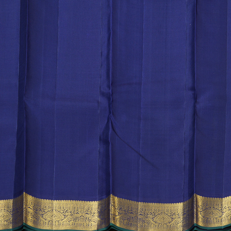 Hayagrivas Handloom Yellow Kanjivaram Silk Saree with Dark Blue Border KBE2201A3-1