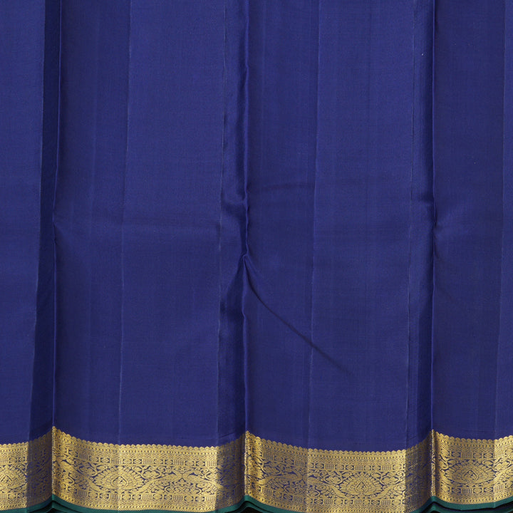Hayagrivas Handloom Yellow Kanjivaram Silk Saree with Dark Blue Border KBE2201A3-1