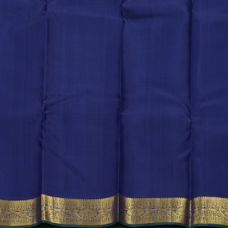 Hayagrivas Handloom Fluorescent Green Kanjivaram Silk Saree with Navy Blue Border KBE2201A3-2