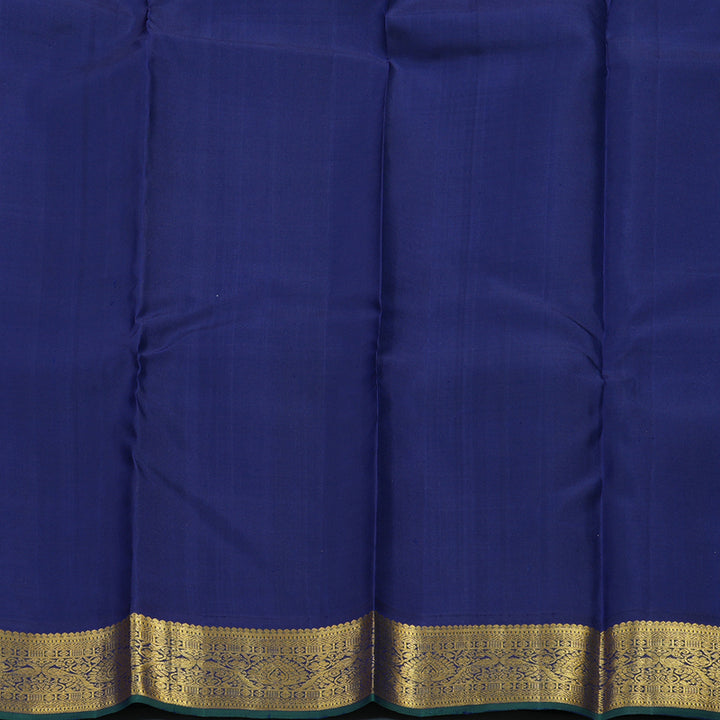 Hayagrivas Handloom Fluorescent Green Kanjivaram Silk Saree with Navy Blue Border KBE2201A3-2