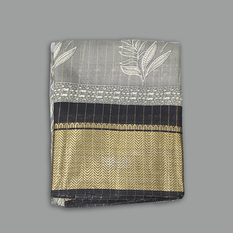 Hayagrivas Grey Fancy Cotton Saree KBE2211A3-7