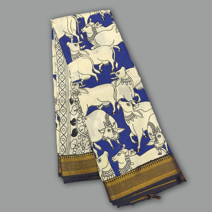 Hayagrivas Blue Pure Chanderi Cotton Saree KBE2212B20-3