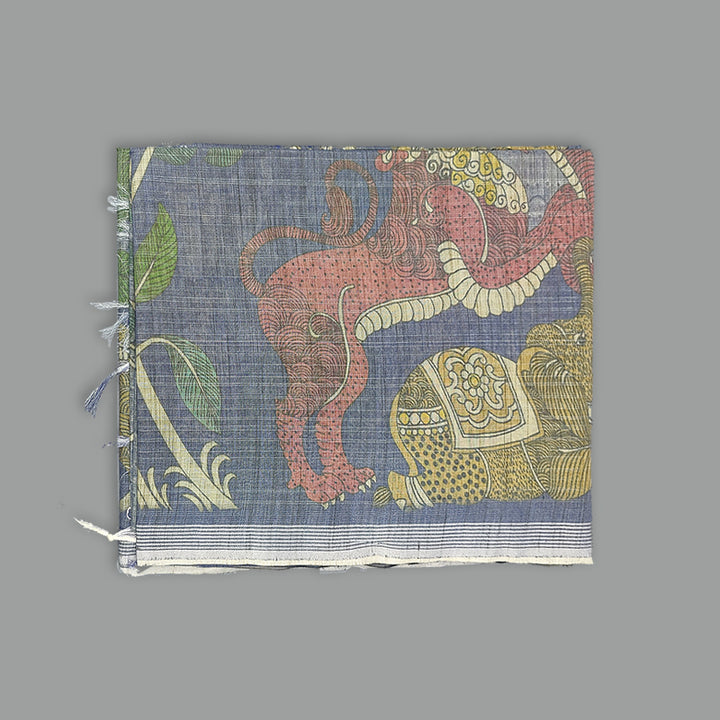 Hayagrivas Bluish-Grey Fancy Cotton Saree KBE2212B34-2
