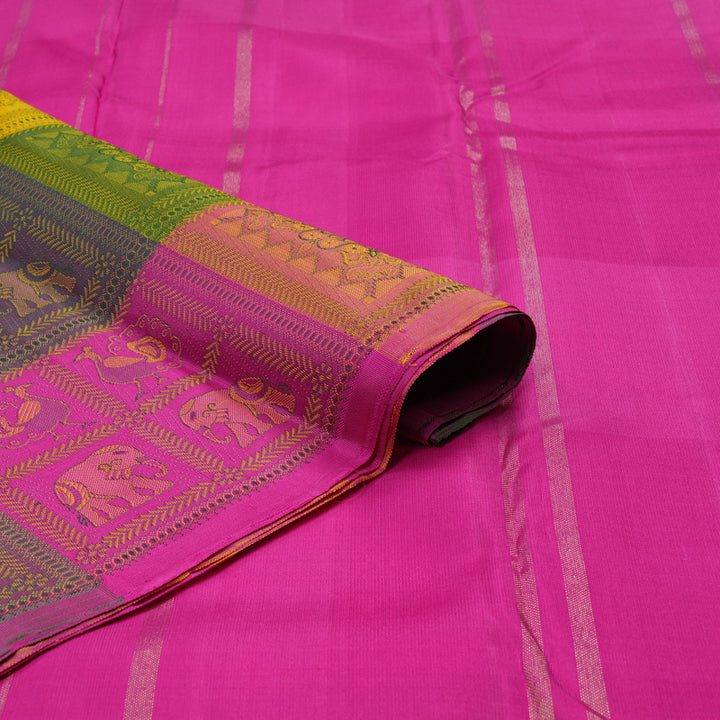 Hayagrivas Handloom Multicolour Checks Kanjivaram Silk Saree KBE2218B2-1