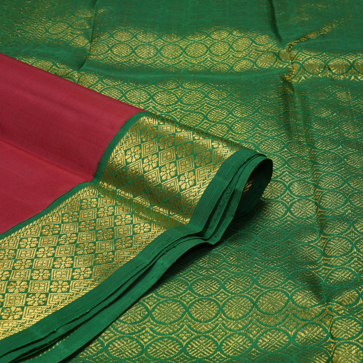 Hayagrivas Handloom Maroon Kanjivaram Silk Saree with Dark Green Border KBE2219B1-1