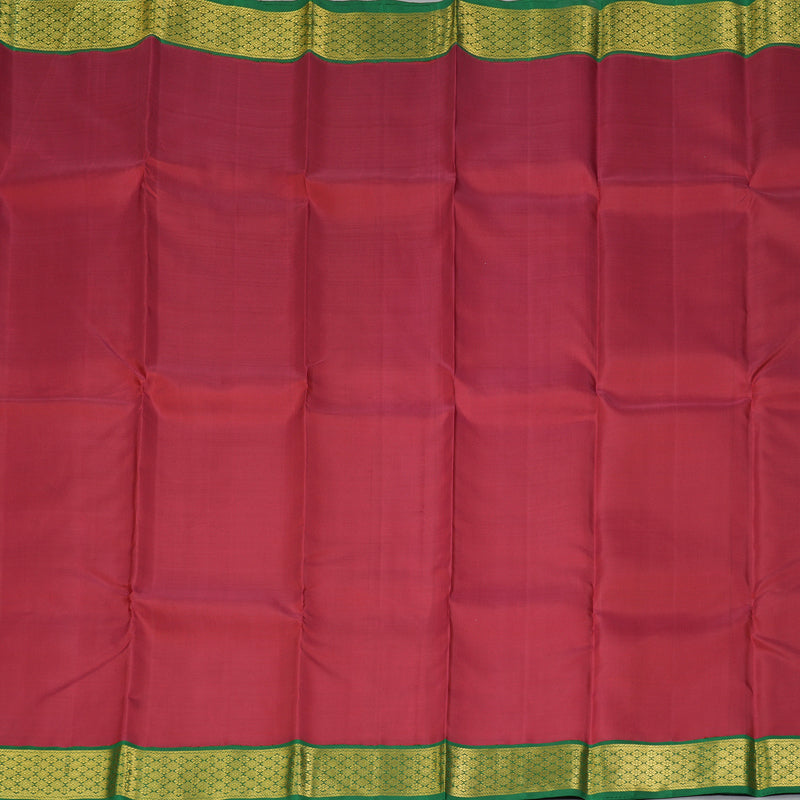 Hayagrivas Handloom Maroon Kanjivaram Silk Saree with Dark Green Border KBE2219B1-1