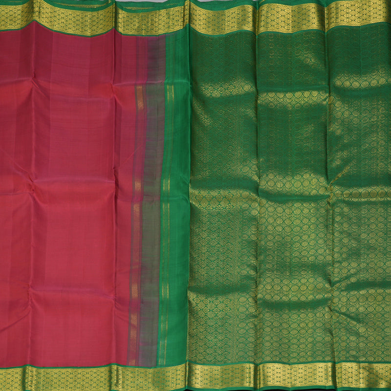Hayagrivas Handloom Maroon Kanjivaram Silk Saree with Dark Green Border KBE2219B1-1