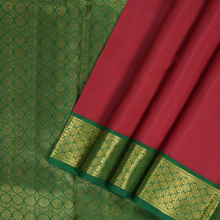 Hayagrivas Handloom Maroon Kanjivaram Silk Saree with Dark Green Border KBE2219B1-1