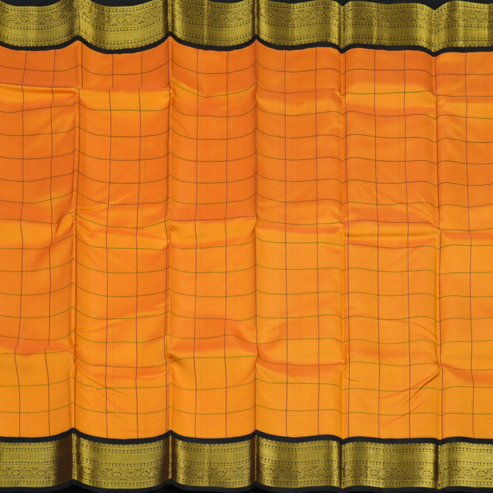 Hayagrivas Handloom Orange Kanjivaram Silk Saree with Black Border KBE2221B12-1