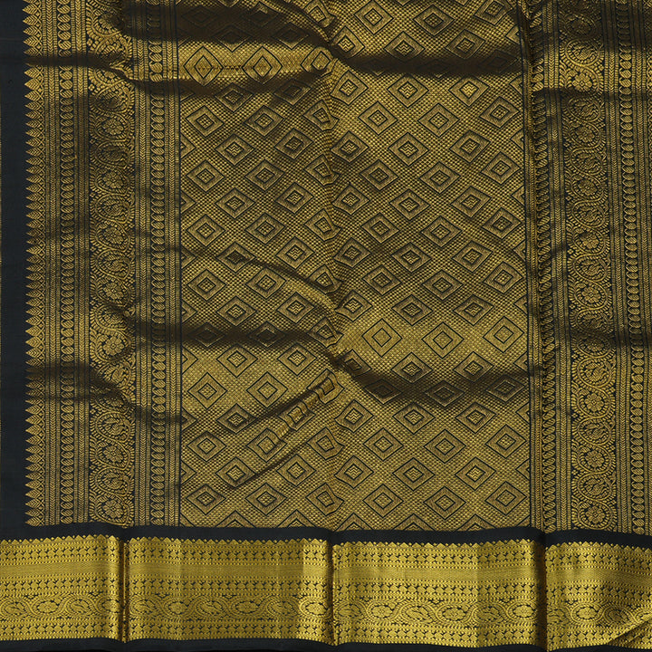 Hayagrivas Handloom Orange Kanjivaram Silk Saree with Black Border KBE2221B12-1