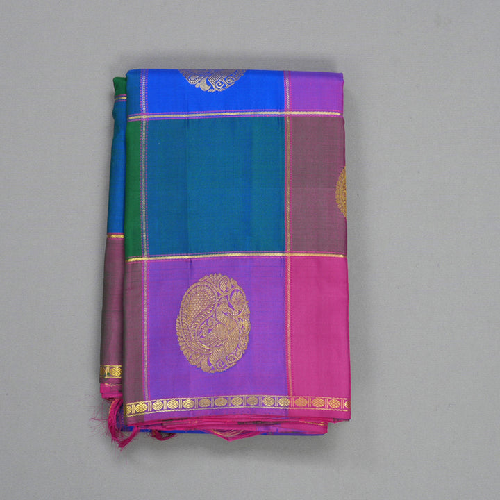 Hayagrivas Handloom Multicolour Checks Kanjivaram Silk Saree KBE2221B3-1