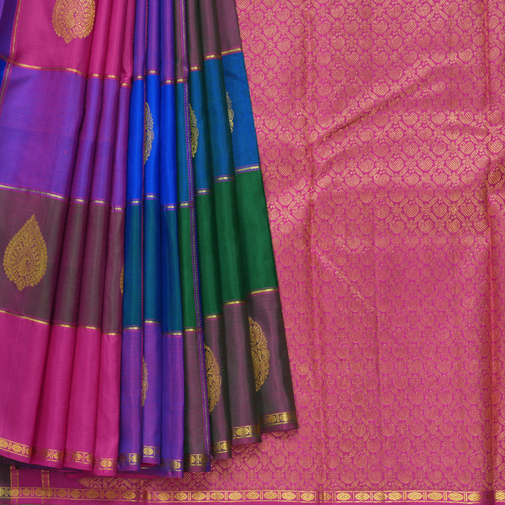 Hayagrivas Handloom Multicolour Checks Kanjivaram Silk Saree KBE2221B3-1