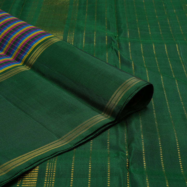 Hayagrivas Handloom Multicolour Kanjivaram Silk Saree with Dark Green Border KBE2227B3-1