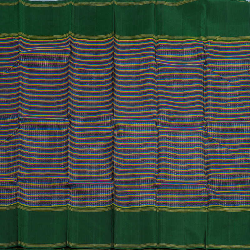 Hayagrivas Handloom Multicolour Kanjivaram Silk Saree with Dark Green Border KBE2227B3-1