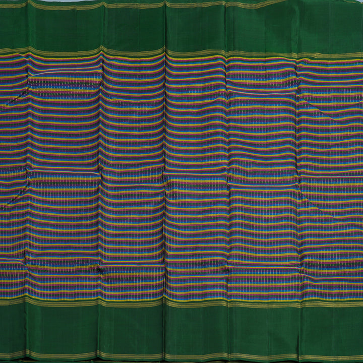 Hayagrivas Handloom Multicolour Kanjivaram Silk Saree with Dark Green Border KBE2227B3-1