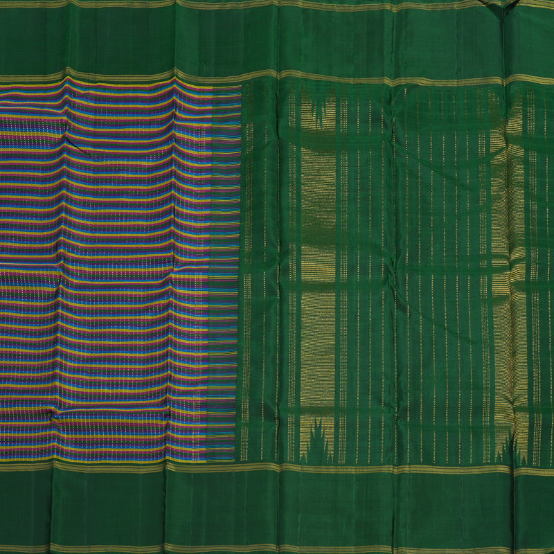 Hayagrivas Handloom Multicolour Kanjivaram Silk Saree with Dark Green Border KBE2227B3-1