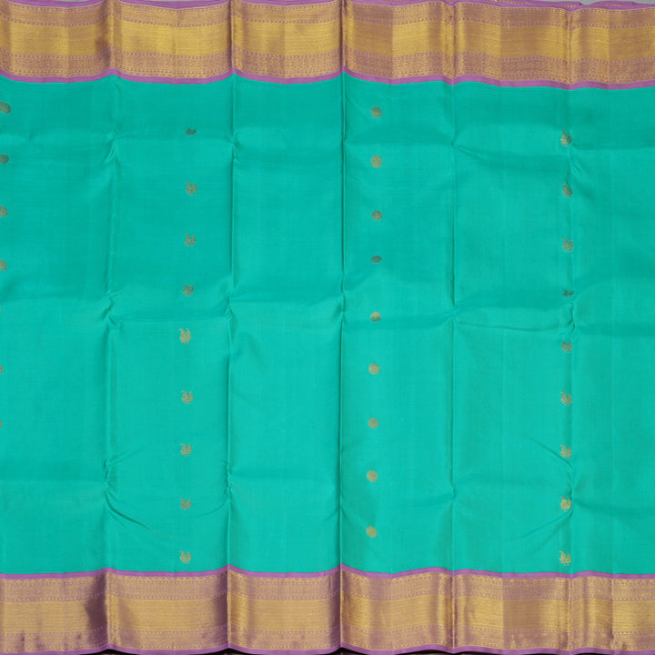 Hayagrivas Handloom Sea Green Kanjivaram Silk Saree with Lavendar Border KBE2233B2-1