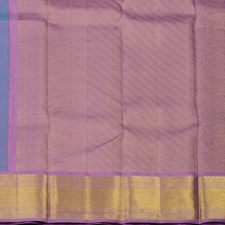 Hayagrivas Handloom Sea Green Kanjivaram Silk Saree with Lavendar Border KBE2233B2-1