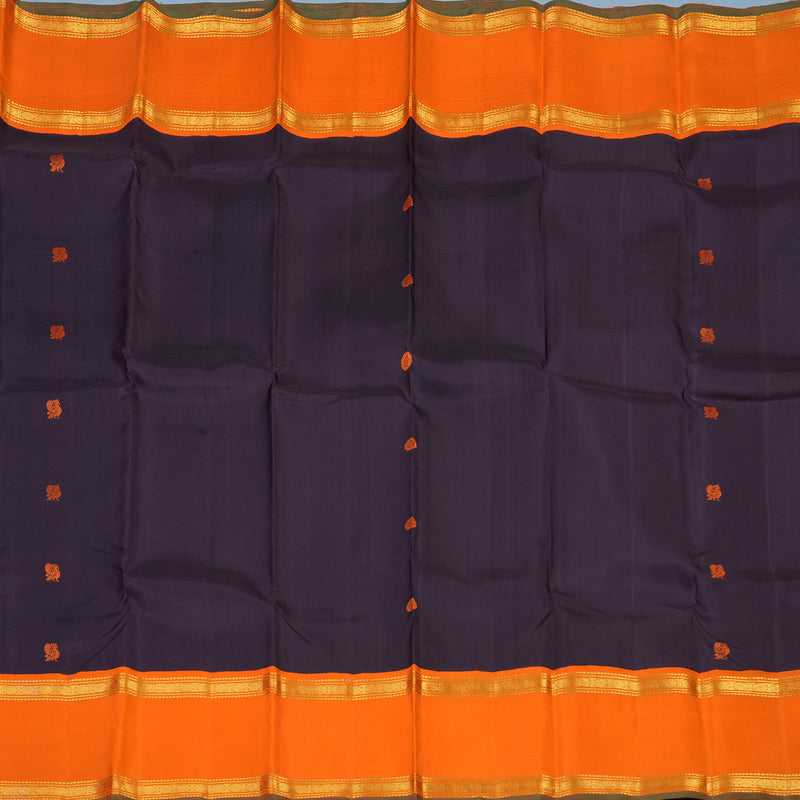 Hayagrivas Handloom Deep Nagapazham Kanjivaram Silk Saree with Orange Border KBE2237B2-1