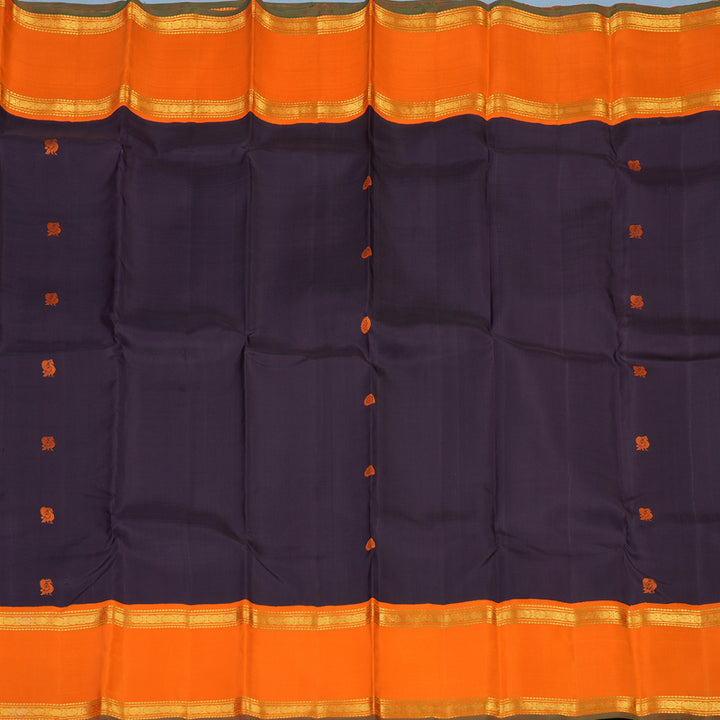Hayagrivas Handloom Deep Nagapazham Kanjivaram Silk Saree with Orange Border KBE2237B2-1