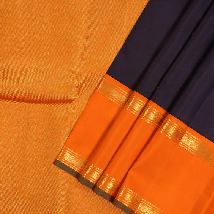 Hayagrivas Handloom Deep Nagapazham Kanjivaram Silk Saree with Orange Border KBE2237B2-1