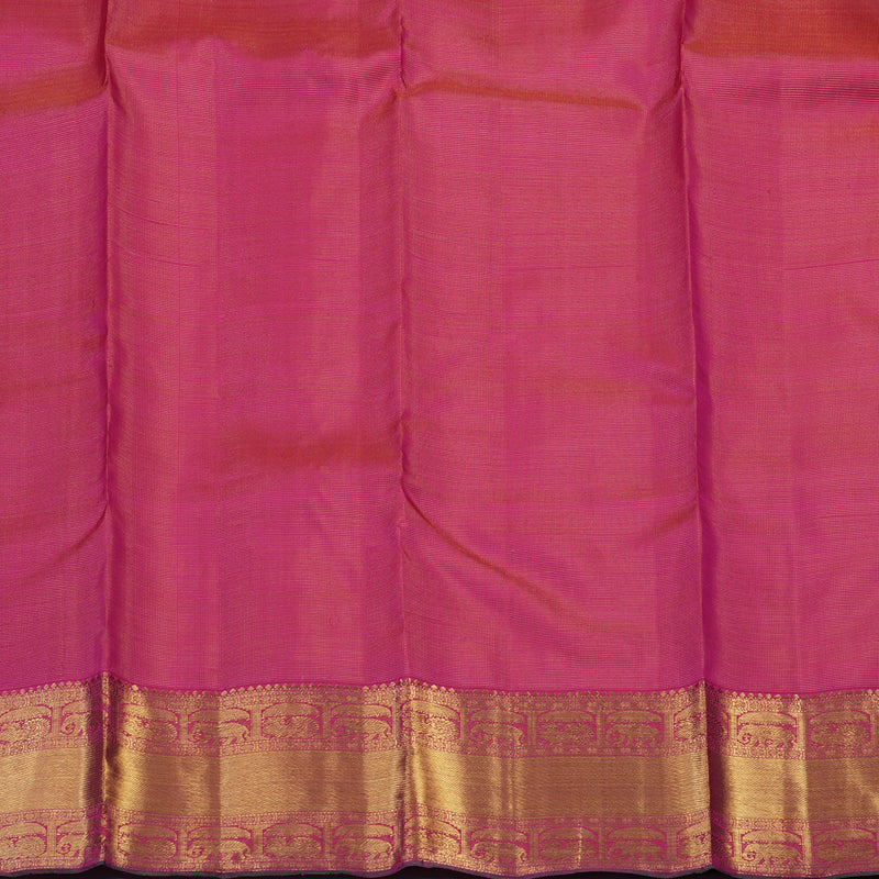 Hayagrivas Handloom Orangish-Pink Kanjivaram Silk Saree with Rani Pink Border KBE2238B2-1
