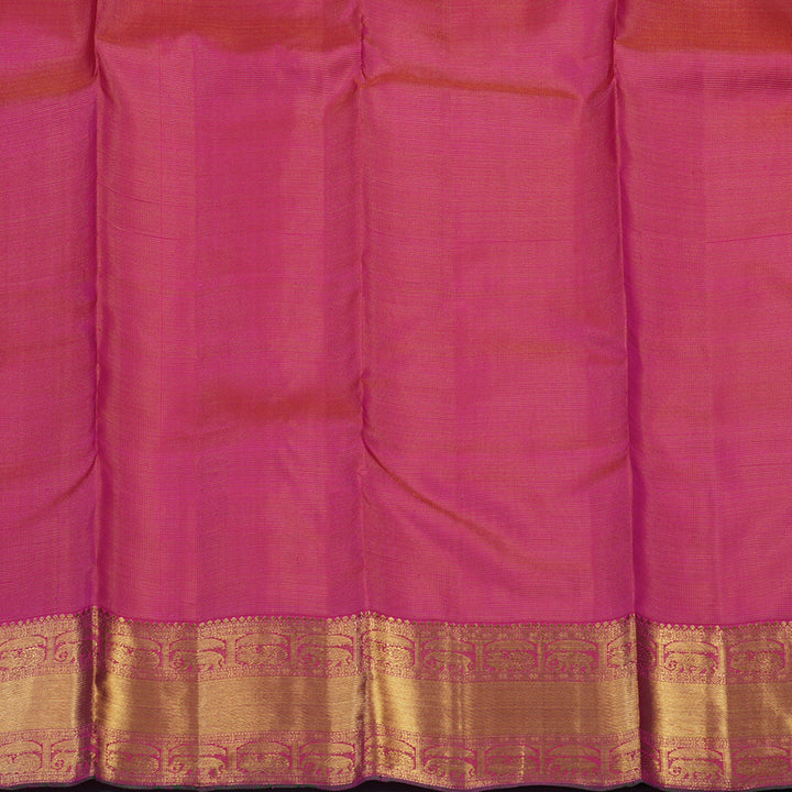 Hayagrivas Handloom Orangish-Pink Kanjivaram Silk Saree with Rani Pink Border KBE2238B2-1